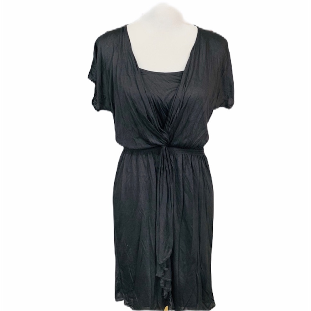 LOFT Gray Jersey Knit Drape Front Dress